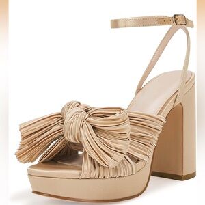 Champagne Bow Platform Heels- SIZE 7